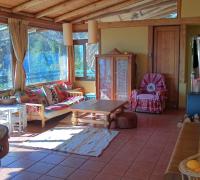 living comedor con vista a las montañas de Olmué