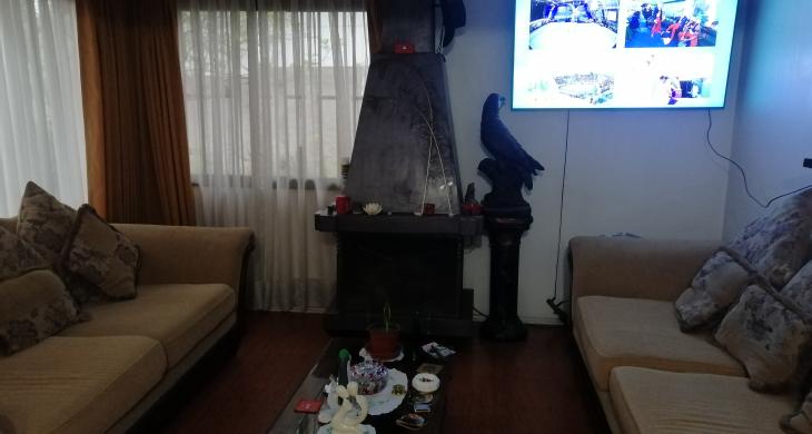 living con hermosa chimenea decorativa